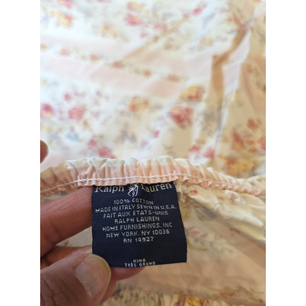 Ralph Lauren Millicent King Flat Fitted Sheets Pink Floral Italy Grandmillennial - Picture 15 of 15